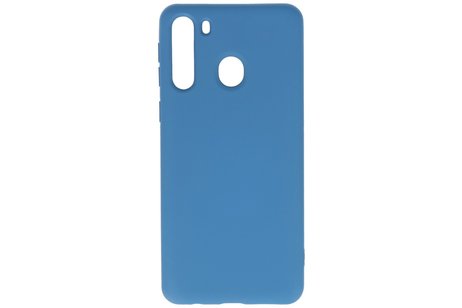 BAOHU Hoesje Geschikt voor de Samsung Galaxy A21 - Fashion Color Backcover Telefoonhoesje - Navy