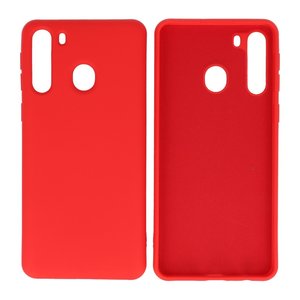 BAOHU Hoesje Geschikt voor de Samsung Galaxy A21 - Fashion Color Backcover Telefoonhoesje - Rood