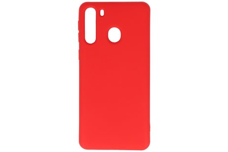 BAOHU Hoesje Geschikt voor de Samsung Galaxy A21 - Fashion Color Backcover Telefoonhoesje - Rood