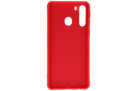 BAOHU Hoesje Geschikt voor de Samsung Galaxy A21 - Fashion Color Backcover Telefoonhoesje - Rood