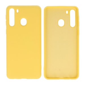 BAOHU Hoesje Geschikt voor de Samsung Galaxy A21 - Fashion Color Backcover Telefoonhoesje - Geel