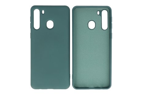 BAOHU Hoesje Geschikt voor de Samsung Galaxy A21 - Fashion Color Backcover Telefoonhoesje - Donker Groen