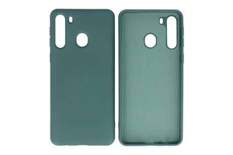 Hoesje Geschikt voor de Samsung Galaxy A21 - Fashion Color Backcover Telefoonhoesje - Donker Groen