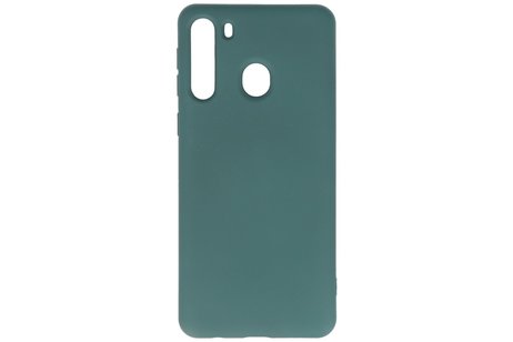 BAOHU Hoesje Geschikt voor de Samsung Galaxy A21 - Fashion Color Backcover Telefoonhoesje - Donker Groen