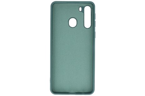 BAOHU Hoesje Geschikt voor de Samsung Galaxy A21 - Fashion Color Backcover Telefoonhoesje - Donker Groen