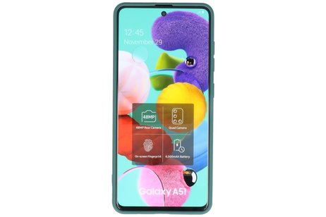 Samsung Galaxy A51 Hoesje Fashion Backcover Telefoonhoesje Donker Groen