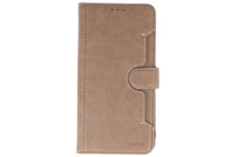 BAOHU KAIYUE - Luxe Portemonnee Hoesje - Pasjeshouder Telefoonhoesje - Wallet Case - Geschikt voor iPhone 12 - iPhone 12 Pro - Grijs