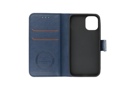 KAIYUE - Luxe Portemonnee Hoesje - Pasjeshouder Telefoonhoesje - Wallet Case - Geschikt voor iPhone 12 mini - Navy