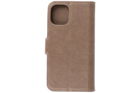 KAIYUE - Luxe Portemonnee Hoesje - Pasjeshouder Telefoonhoesje - Wallet Case - Geschikt voor iPhone 12 mini - Grijs