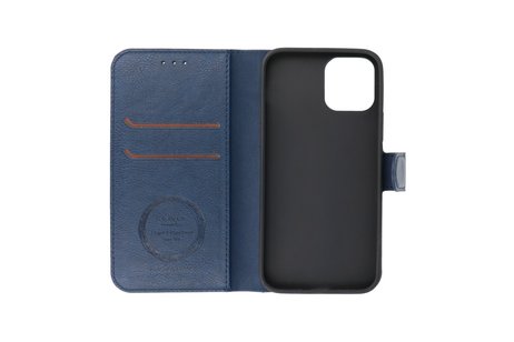 KAIYUE - Luxe Portemonnee Hoesje - Pasjeshouder Telefoonhoesje - Wallet Case - Geschikt voor iPhone 12 - iPhone 12 Pro - Navy