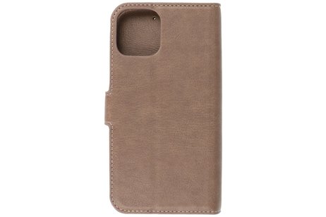 KAIYUE - Luxe Portemonnee Hoesje - Pasjeshouder Telefoonhoesje - Wallet Case - Geschikt voor iPhone 12 - iPhone 12 Pro - Grijs