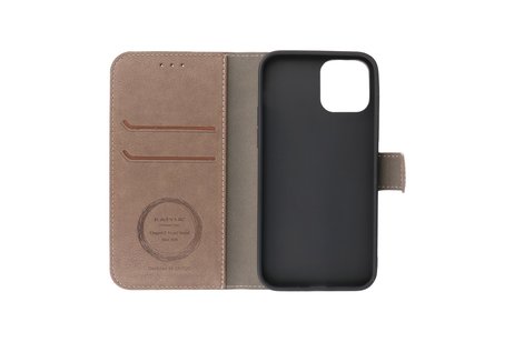 KAIYUE - Luxe Portemonnee Hoesje - Pasjeshouder Telefoonhoesje - Wallet Case - Geschikt voor iPhone 12 - iPhone 12 Pro - Grijs