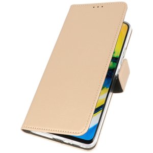 Booktype Telefoonhoesjes - Bookcase Hoesje - Wallet Case -  Geschikt voor Samsung Galaxy A21 - Goud