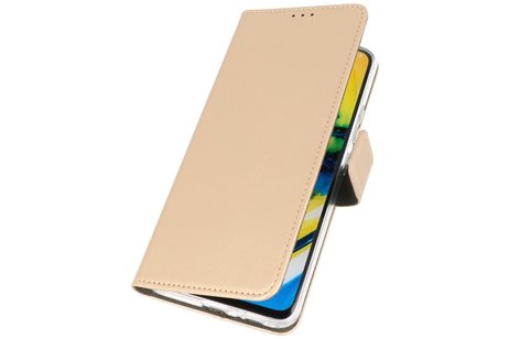 Booktype Telefoonhoesjes - Bookcase Hoesje - Wallet Case -  Geschikt voor Samsung Galaxy A21 - Goud