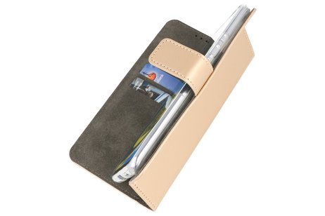 Booktype Telefoonhoesjes - Bookcase Hoesje - Wallet Case -  Geschikt voor Samsung Galaxy A21 - Goud