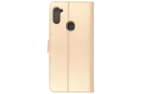 Booktype Telefoonhoesjes - Bookcase Hoesje - Wallet Case -  Geschikt voor Samsung Galaxy A11 - Goud