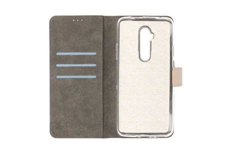 Booktype Telefoonhoesjes - Bookcase Hoesje - Wallet Case -  Geschikt voor OnePlus 7T Pro - Goud