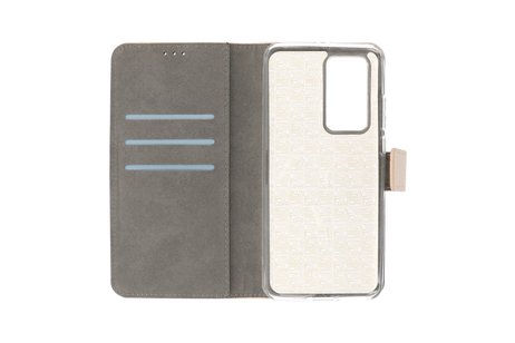 Booktype Telefoonhoesjes - Bookcase Hoesje - Wallet Case -  Geschikt voor Huawei P40 Pro - Goud