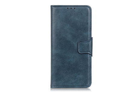BAOHU Zakelijke Book Case Telefoonhoesje Geschikt voor de Oppo Reno 4 5G - Portemonnee Hoesje - Pasjeshouder Wallet Case - Blauw