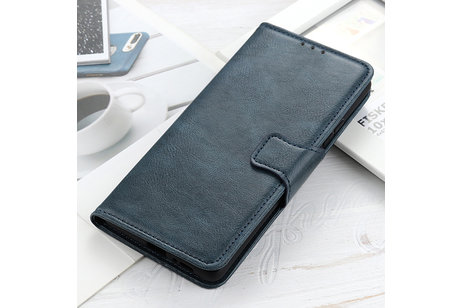 BAOHU Zakelijke Book Case Telefoonhoesje Geschikt voor de Oppo Reno 4 Z - Portemonnee Hoesje - Pasjeshouder Wallet Case - Blauw