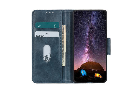 Zakelijke Book Case Telefoonhoesje voor Motorola Moto G9 Play - Blauw