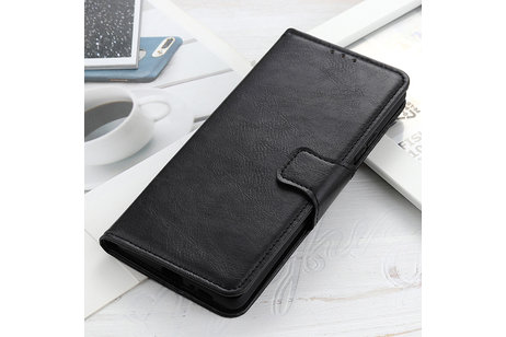 BAOHU Zakelijke Book Case Telefoonhoesje Geschikt voor de Motorola Moto E7 Plus - Portemonnee Hoesje - Pasjeshouder Wallet Case - Zwart