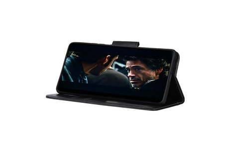 BAOHU Zakelijke Book Case Telefoonhoesje Geschikt voor de Motorola Moto One 5G - Portemonnee Hoesje - Pasjeshouder Wallet Case - Zwart