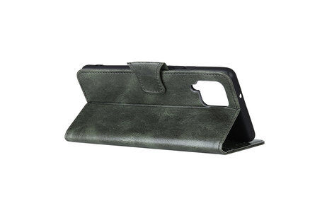 BAOHU Zakelijke Book Case Telefoonhoesje Geschikt voor de Samsung Galaxy A42 5G - Portemonnee Hoesje - Pasjeshouder Wallet Case - Donker Groen