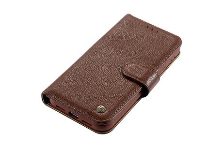 BAOHU Echt Lederen Book Case Hoesje - Leren Portemonnee Telefoonhoesje - Geschikt voor iPhone XR - Bruin