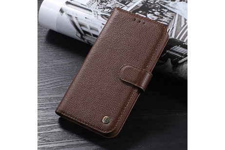 BAOHU Echt Lederen Book Case Hoesje - Leren Portemonnee Telefoonhoesje - Geschikt voor iPhone XR - Bruin