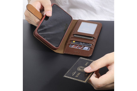 BAOHU Echt Lederen Book Case Hoesje - Leren Portemonnee Telefoonhoesje - Geschikt voor iPhone XR - Bruin