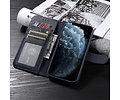 Echt Lederen Book Case Hoesje - Leren Portemonnee Telefoonhoesje - Geschikt voor iPhone Xs Max - Navy
