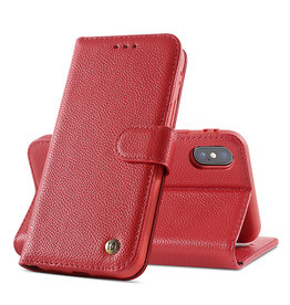 BAOHU Echt Lederen Book Case Hoesje iPhone Xs Max - Rood