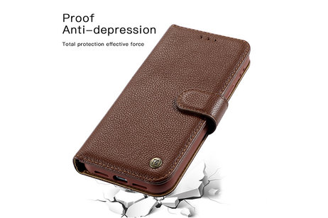 BAOHU Echt Lederen Book Case Hoesje - Leren Portemonnee Telefoonhoesje - Geschikt voor iPhone Xs Max - Bruin