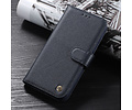 BAOHU Echt Lederen Book Case Hoesje - Leren Portemonnee Telefoonhoesje - Geschikt voor iPhone 11 Pro - Navy