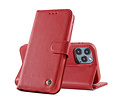 BAOHU Echt Lederen Book Case Hoesje - Leren Portemonnee Telefoonhoesje - Geschikt voor iPhone 11 Pro - Rood