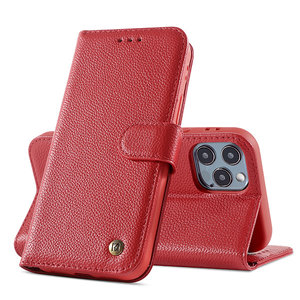 Echt Lederen Book Case Hoesje - Leren Portemonnee Telefoonhoesje - Geschikt voor iPhone 11 Pro - Rood