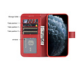 Echt Lederen Book Case Hoesje - Leren Portemonnee Telefoonhoesje - Geschikt voor iPhone 11 Pro Max - Rood