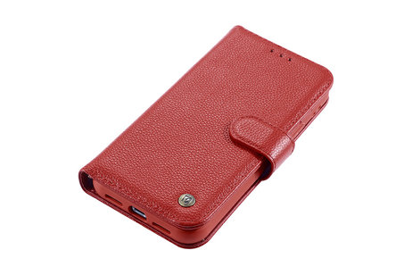 Echt Lederen Book Case Hoesje - Leren Portemonnee Telefoonhoesje - Geschikt voor iPhone 11 Pro Max - Rood