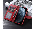 BAOHU Echt Lederen Book Case Hoesje - Leren Portemonnee Telefoonhoesje - Geschikt voor iPhone 11 Pro Max - Rood