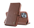 BAOHU Echt Lederen Book Case Hoesje - Leren Portemonnee Telefoonhoesje - Geschikt voor iPhone 11 Pro Max - Bruin