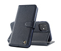 BAOHU Echt Lederen Book Case Hoesje - Leren Portemonnee Telefoonhoesje - Geschikt voor iPhone 12 Mini - Navy