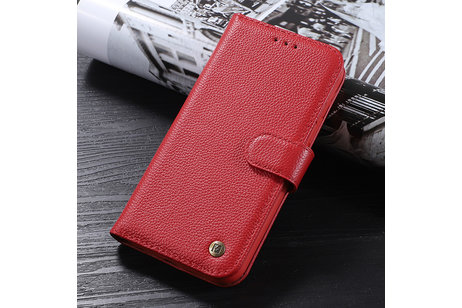 BAOHU Echt Lederen Book Case Hoesje - Leren Portemonnee Telefoonhoesje - Geschikt voor iPhone 12 Mini - Rood