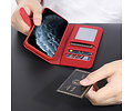 BAOHU Echt Lederen Book Case Hoesje - Leren Portemonnee Telefoonhoesje - Geschikt voor iPhone 12 Mini - Rood