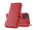 BAOHU Echt Lederen Book Case Hoesje - Leren Portemonnee Telefoonhoesje - Geschikt voor iPhone 12 Mini - Rood