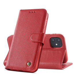 BAOHU Echt Lederen Book Case Hoesje iPhone 12 Mini - Rood