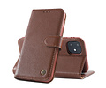 BAOHU Echt Lederen Book Case Hoesje - Leren Portemonnee Telefoonhoesje - Geschikt voor iPhone 12 Mini - Bruin