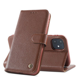 BAOHU Echt Lederen Book Case Hoesje iPhone 12 Mini - Bruin