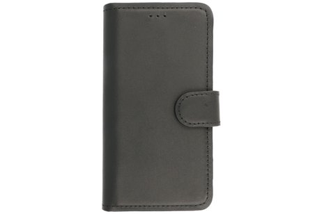 Handmade Lederen Book Case Telefoonhoesje - Wallet Case - Portemonnee Hoesje voor iPhone 12 - 12 Pro - Zwart