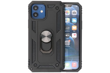 Backcover Hoesje - Telefoonhoesje met Ring Houder voor iPhone 12 Mini - Zwart